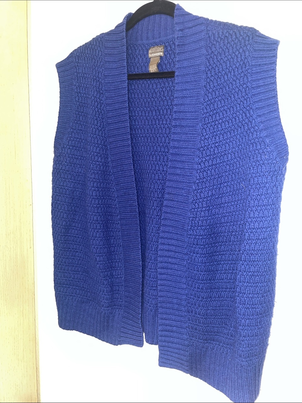 Chico's Royal Blue Open-Front Knit Sleeveless Cardigan Vest
